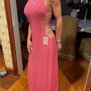 Nwt Cult Gaia Crystal embellished, Barbie pink gown / dress, size small